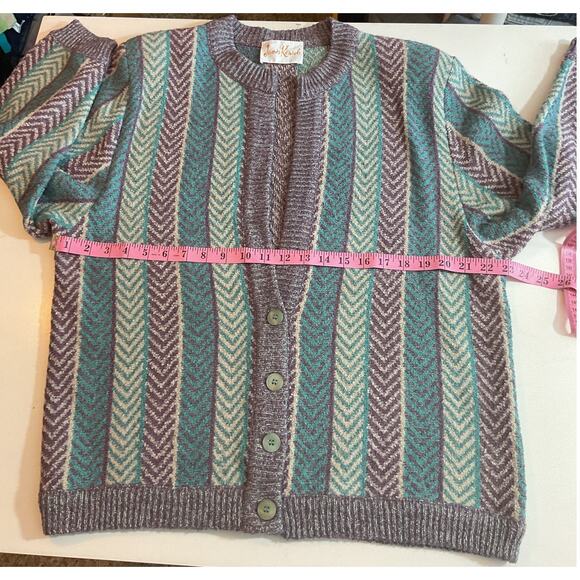Vintage 80’s James Kenrob Union Made Cardigan Geometric XL - Picture 5 of 8